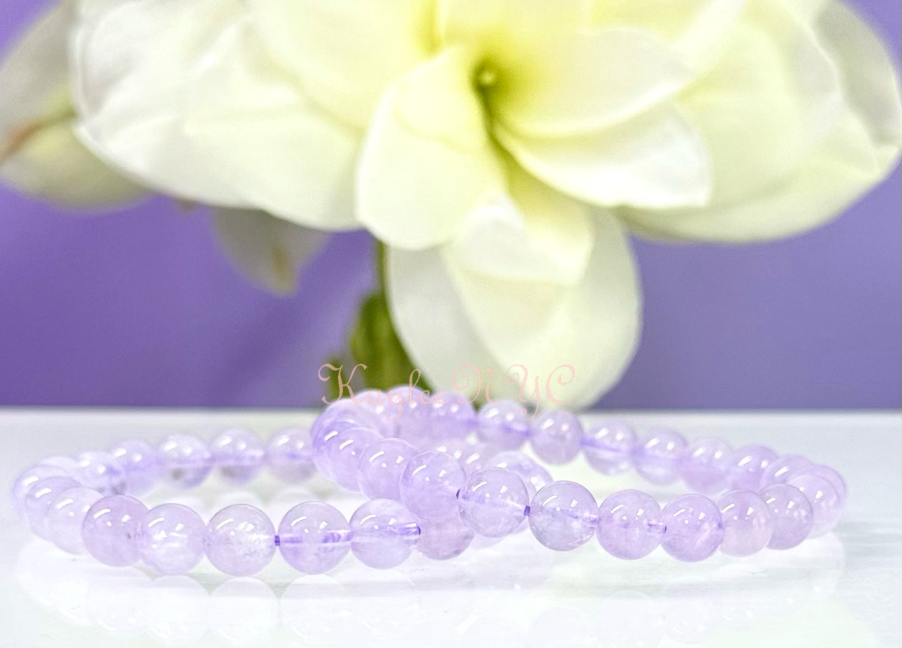 Natural Lavender Amethyst 8mm Crystal Stretch Bracelet 7.5"