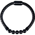 Vegan Leather Braided Bracelet w/ Magnetic Clasp -Black