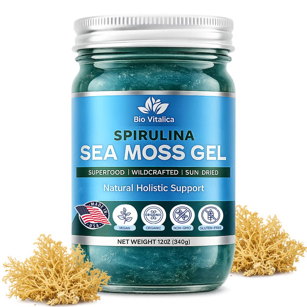 Sea Moss Gel Blue Spirulina Flavor – Wildcrafted, Sun-Dried
