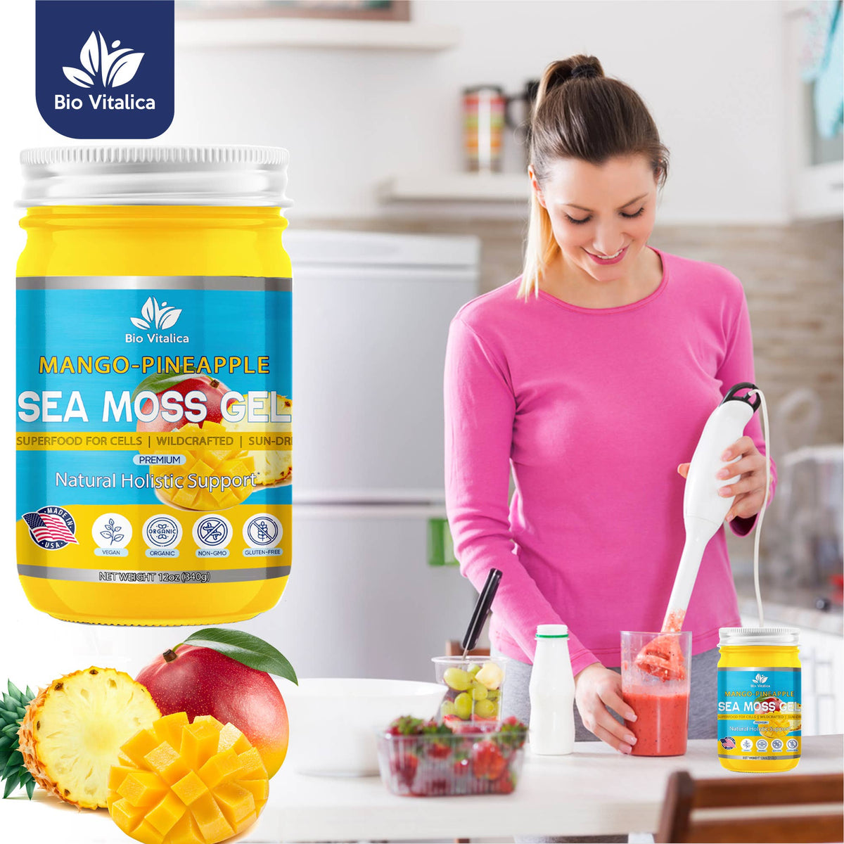 Sea Moss Gel by BioVItalica (Mango Pineapple)