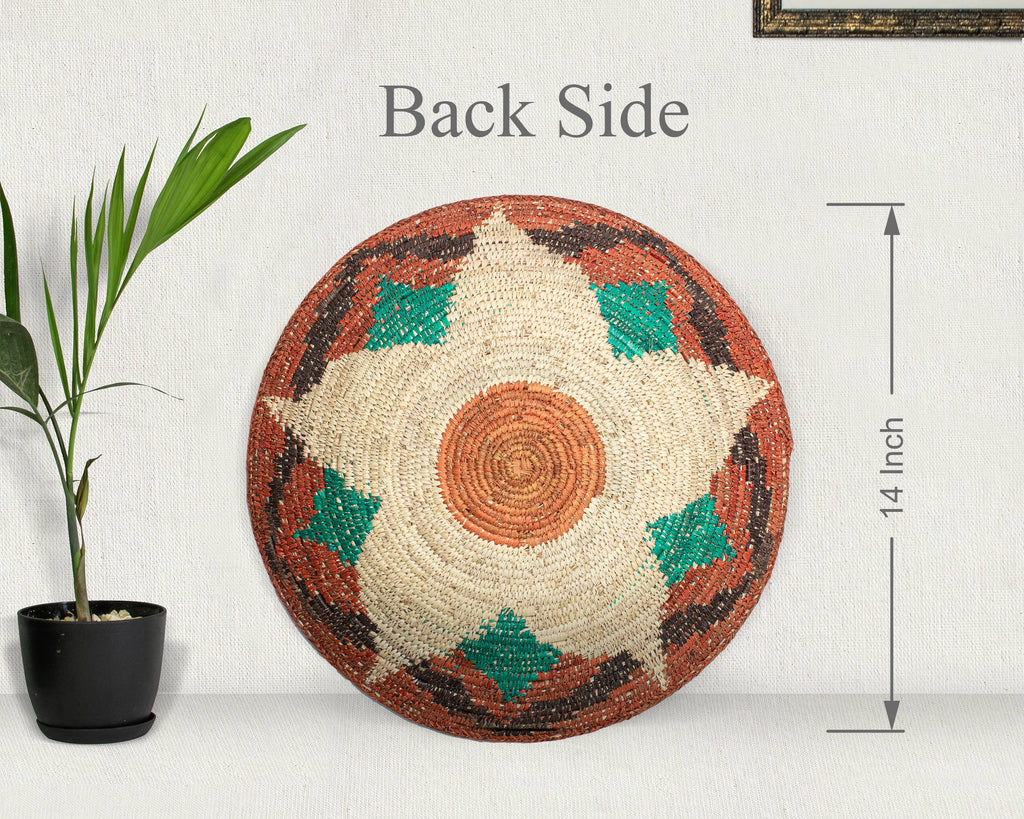 14" Handwoven Lotus Star Bowl for Wall Basket Decor