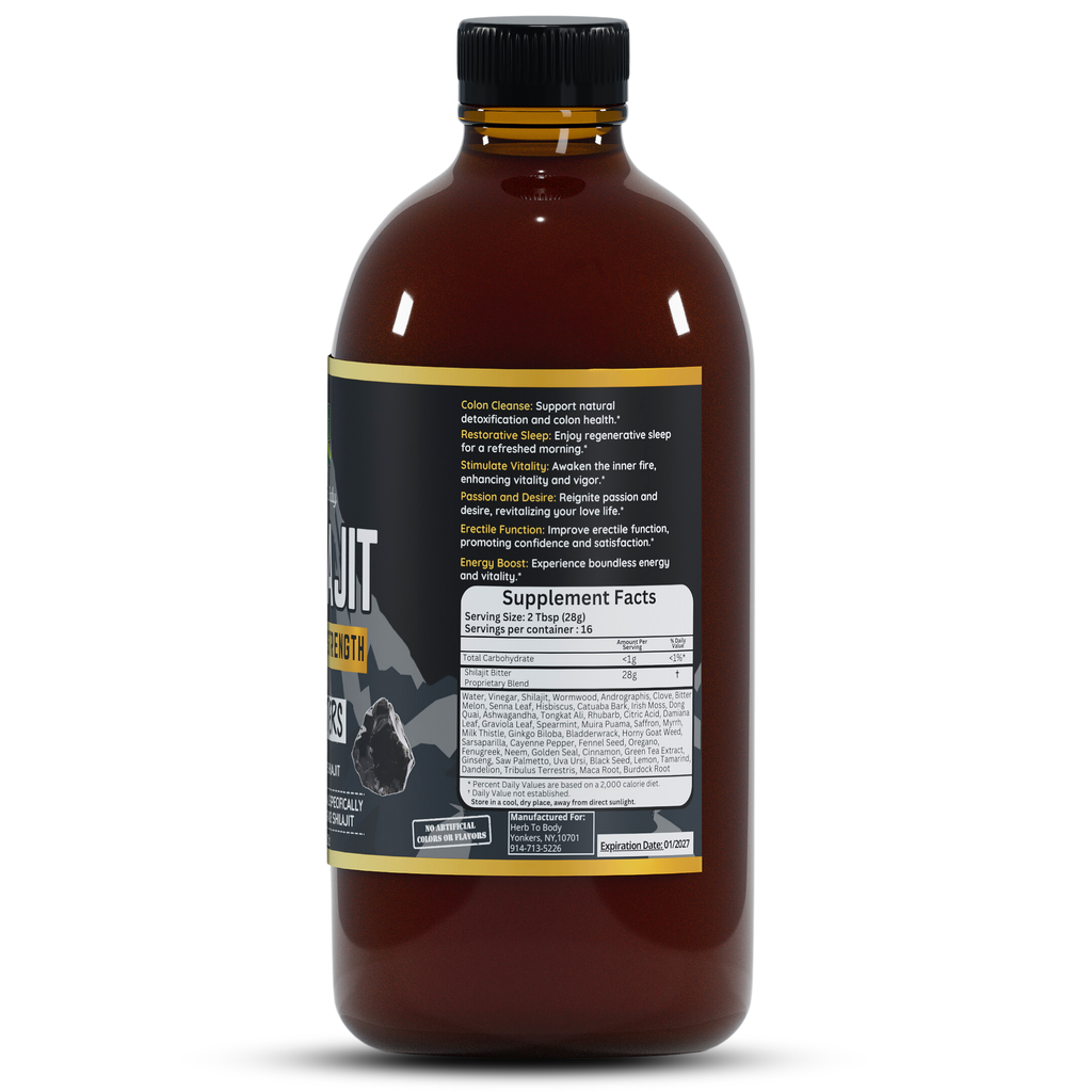 Shilajit Bitter 16oz | Himalayan Wildcrafted Herbal Tonic