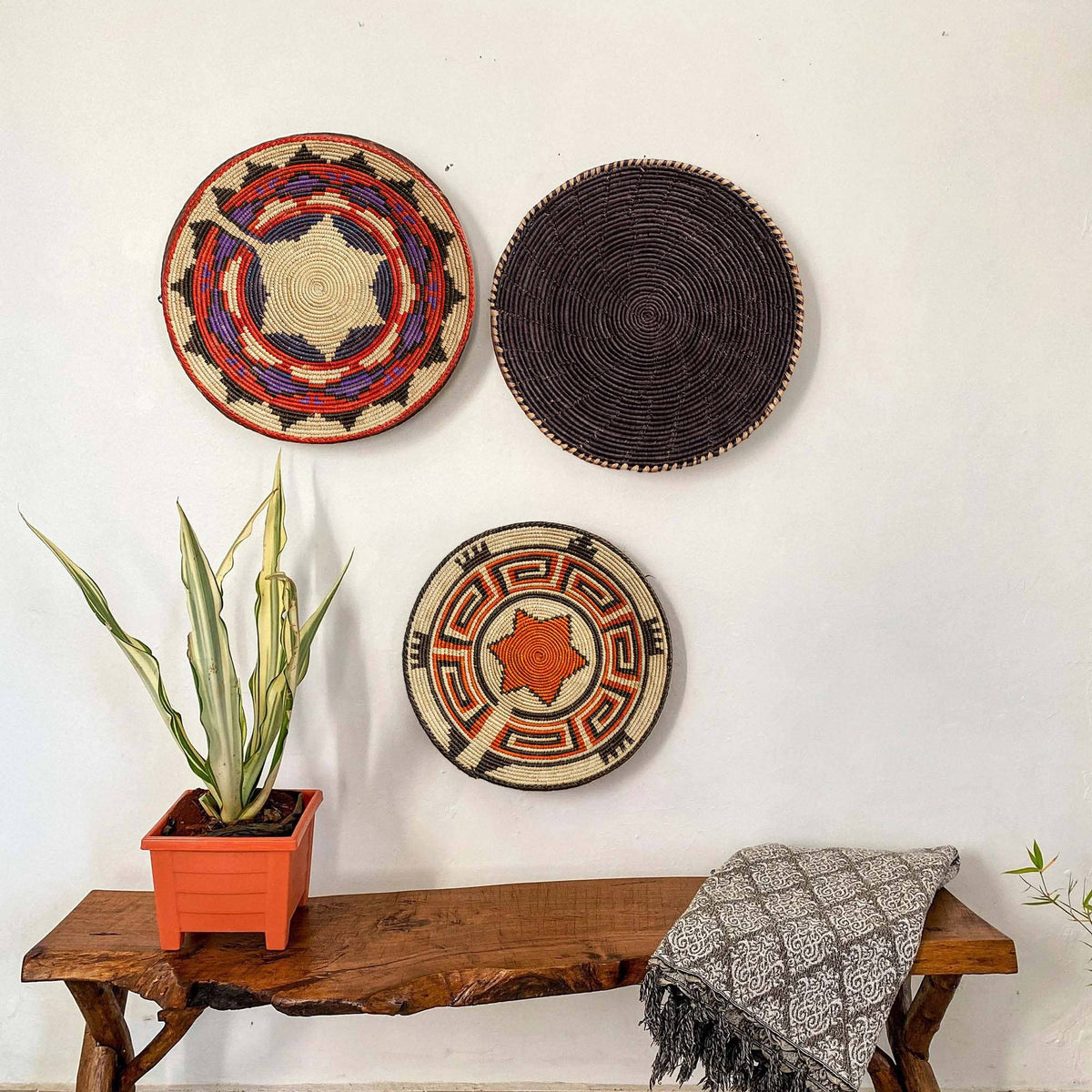 14" Handwoven Rising Star Bowl for Wall Basket Decor