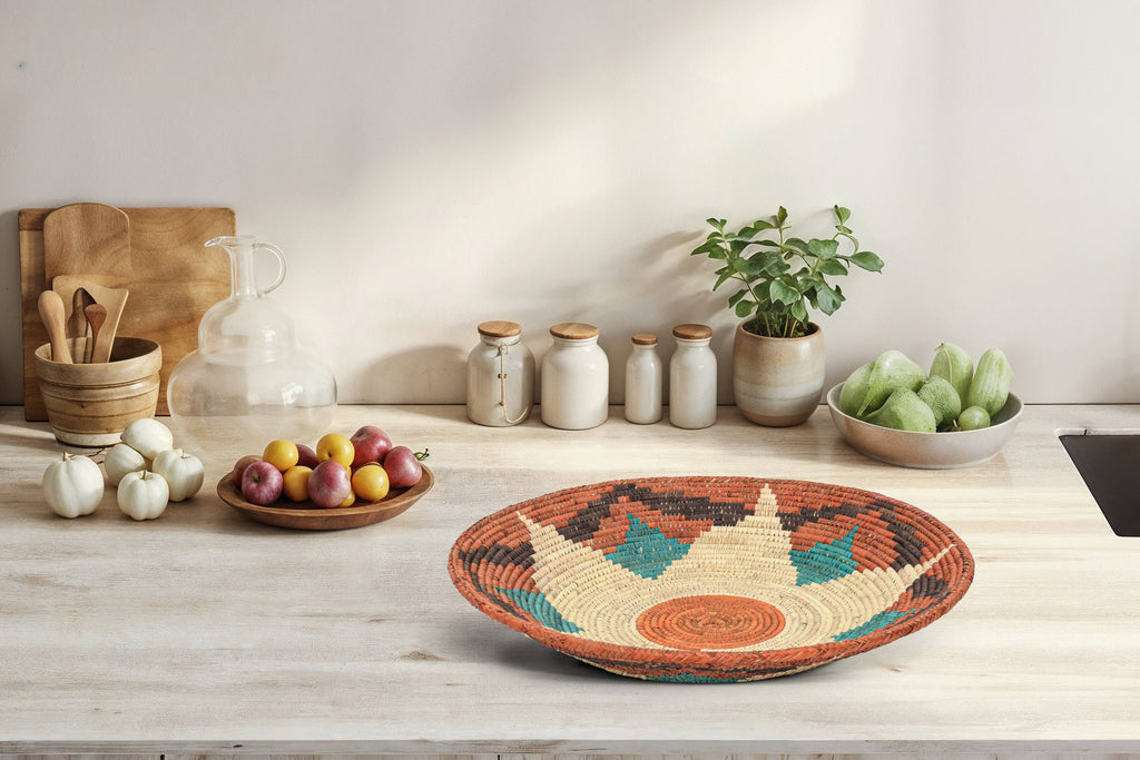 14" Handwoven Lotus Star Bowl for Wall Basket Decor