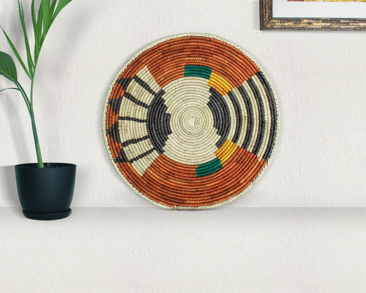 14" Handwoven Bear Claw Bowl for Wall Basket Decor