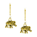 Elephant Trunk Up Brass Earrings - Golden