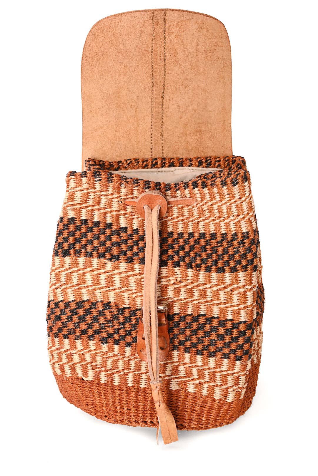 Assorted Earthtone Leather & Sisal Backpack