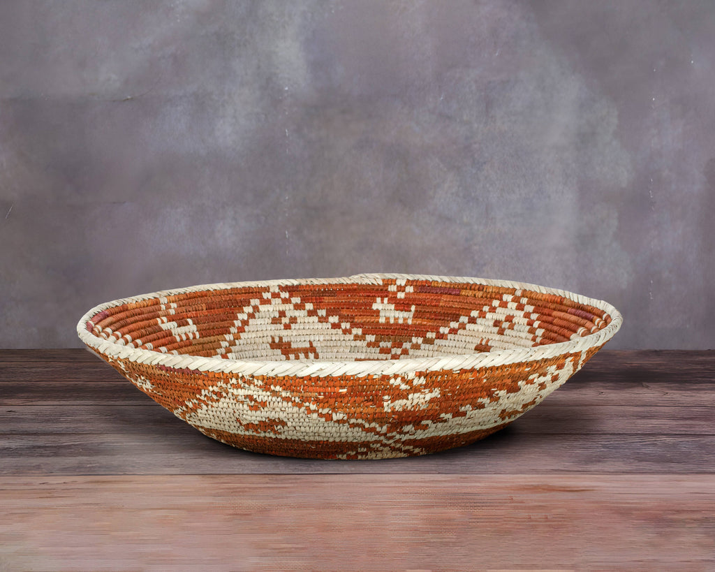 14" Handwoven Dogs Bowl for Wall Basket Decor