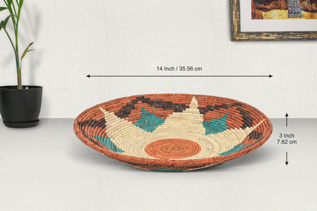 14" Handwoven Lotus Star Bowl for Wall Basket Decor