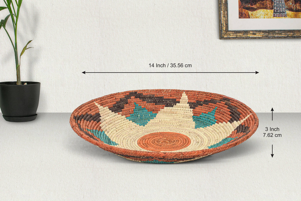 14" Handwoven Lotus Star Bowl for Wall Basket Decor
