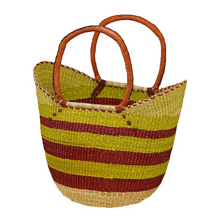 African Bolga Baskets : Shopping Tote w/ Flexible Rim(G-143)