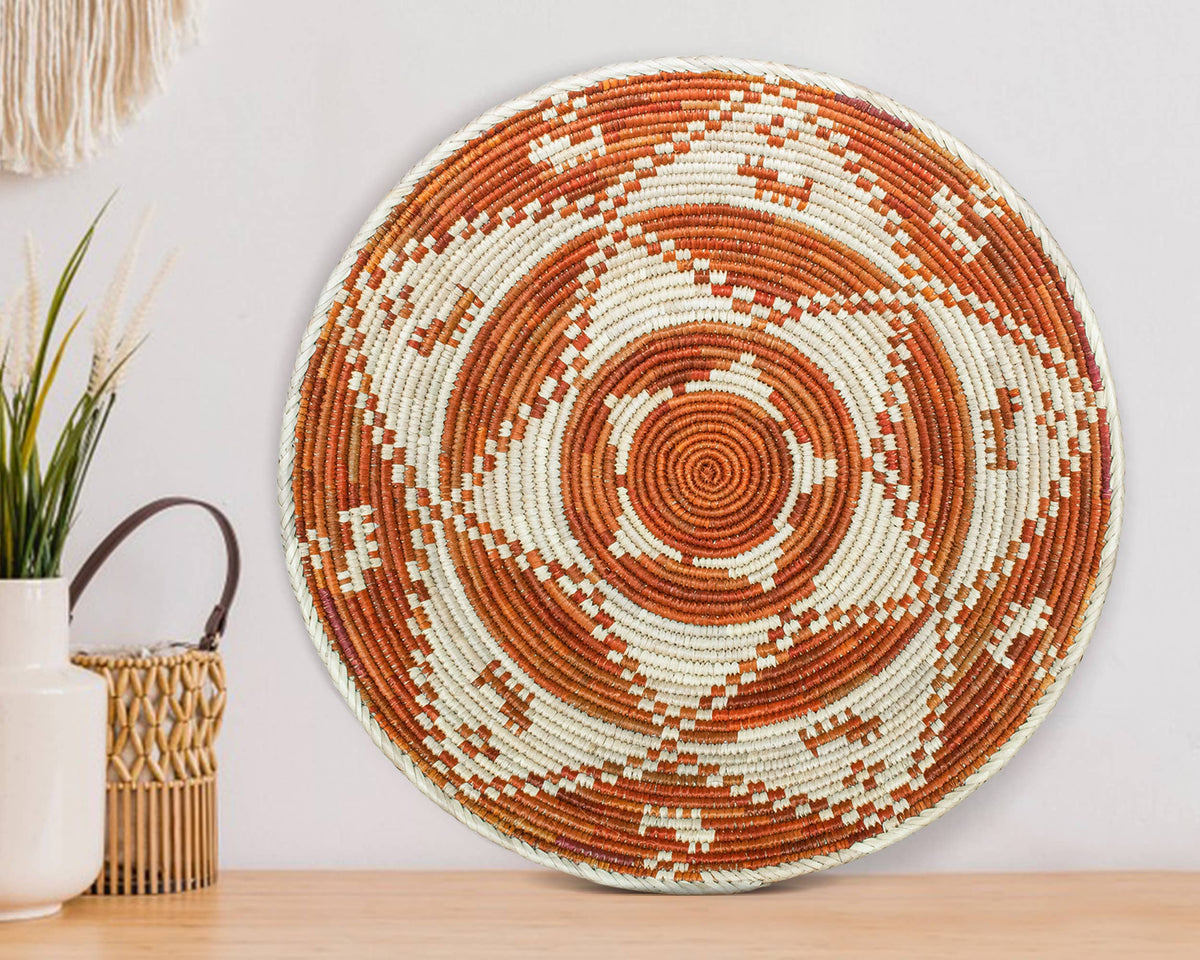 14" Handwoven Dogs Bowl for Wall Basket Decor