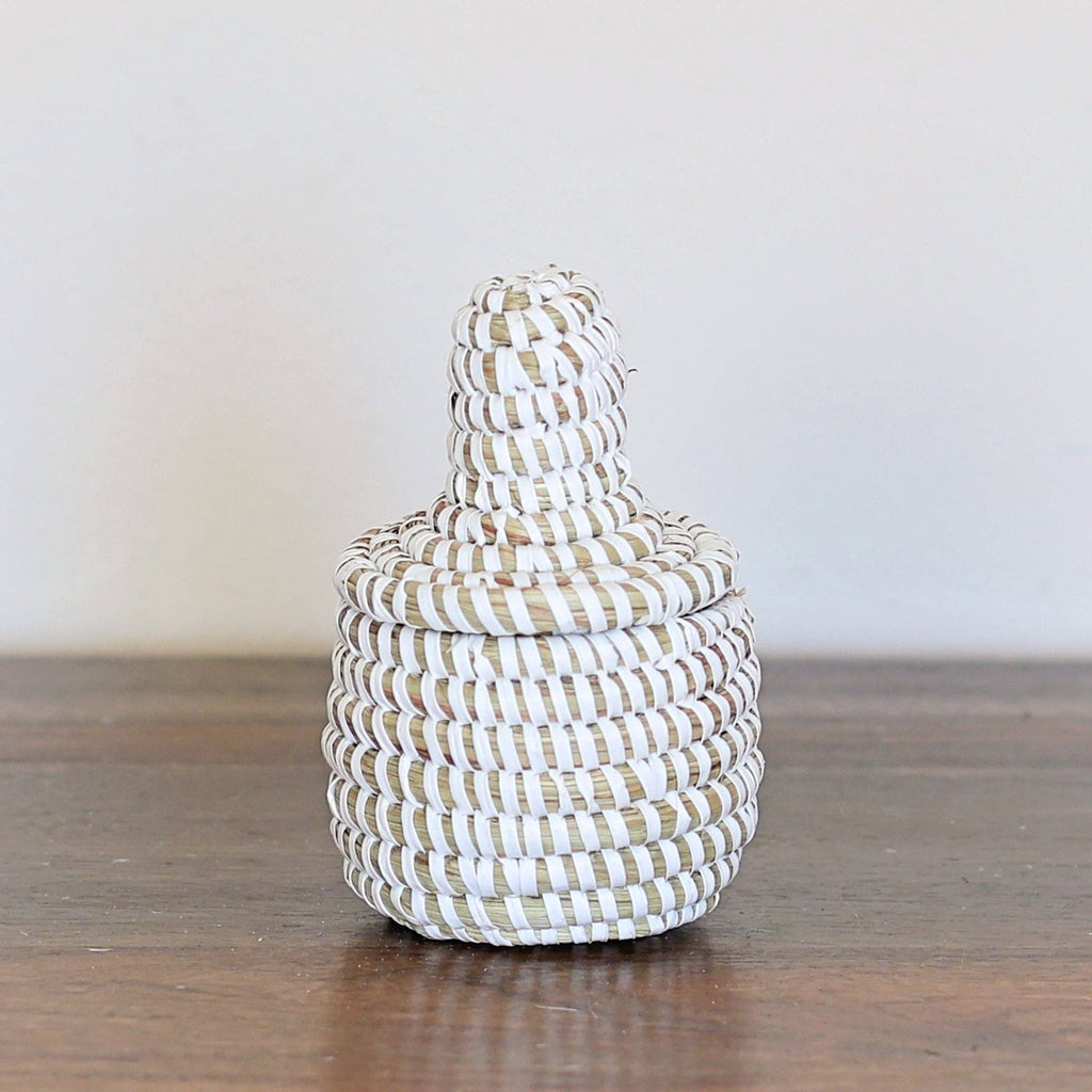 Mini Lidded Sweetgrass Basket, Assorted - Set of 6