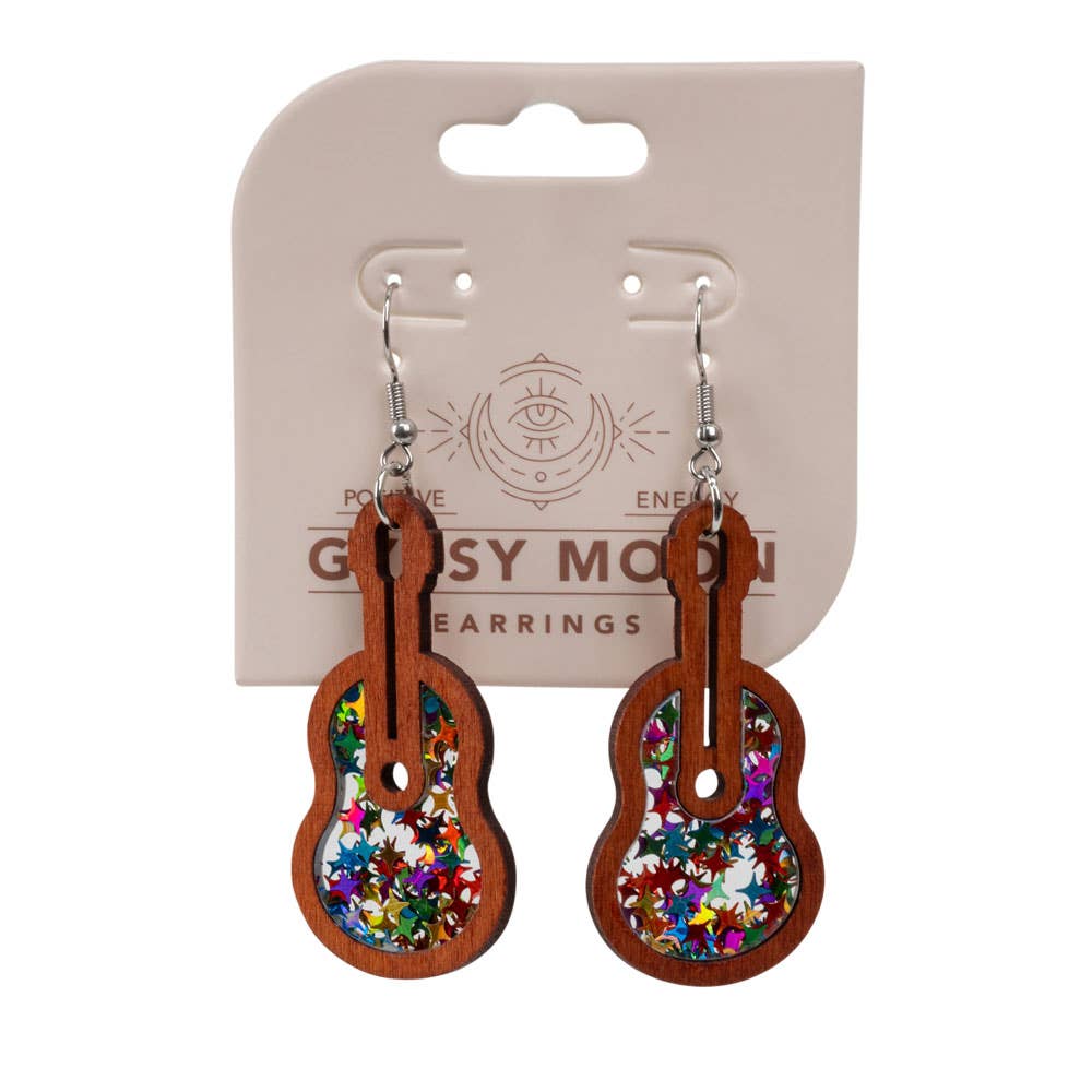 WOOD SPARKLE GUITARS EARRINGS