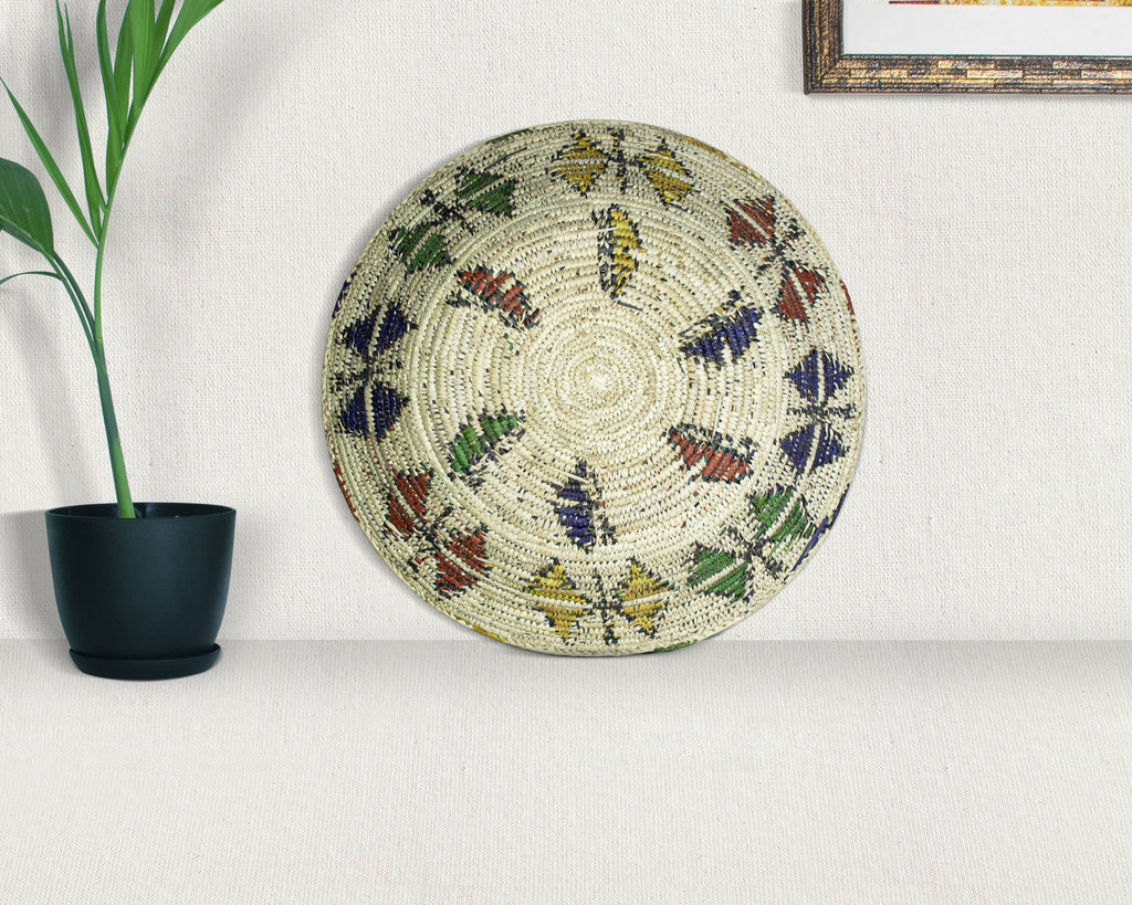 14" Handwoven Butterflies Orbit Bowl for Wall Basket Decor