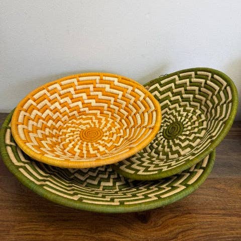 Bukedo and Raffia Bowls - Orange and White