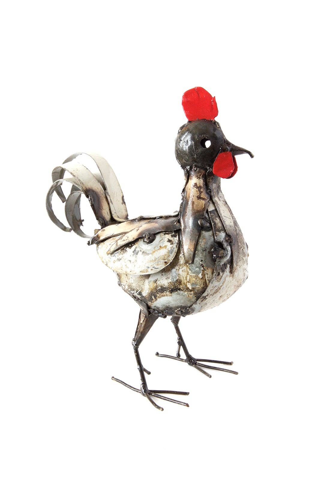 Small Recycled Metal Rooster Sculpture - Garden Gifts
