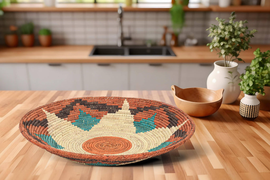 14" Handwoven Lotus Star Bowl for Wall Basket Decor