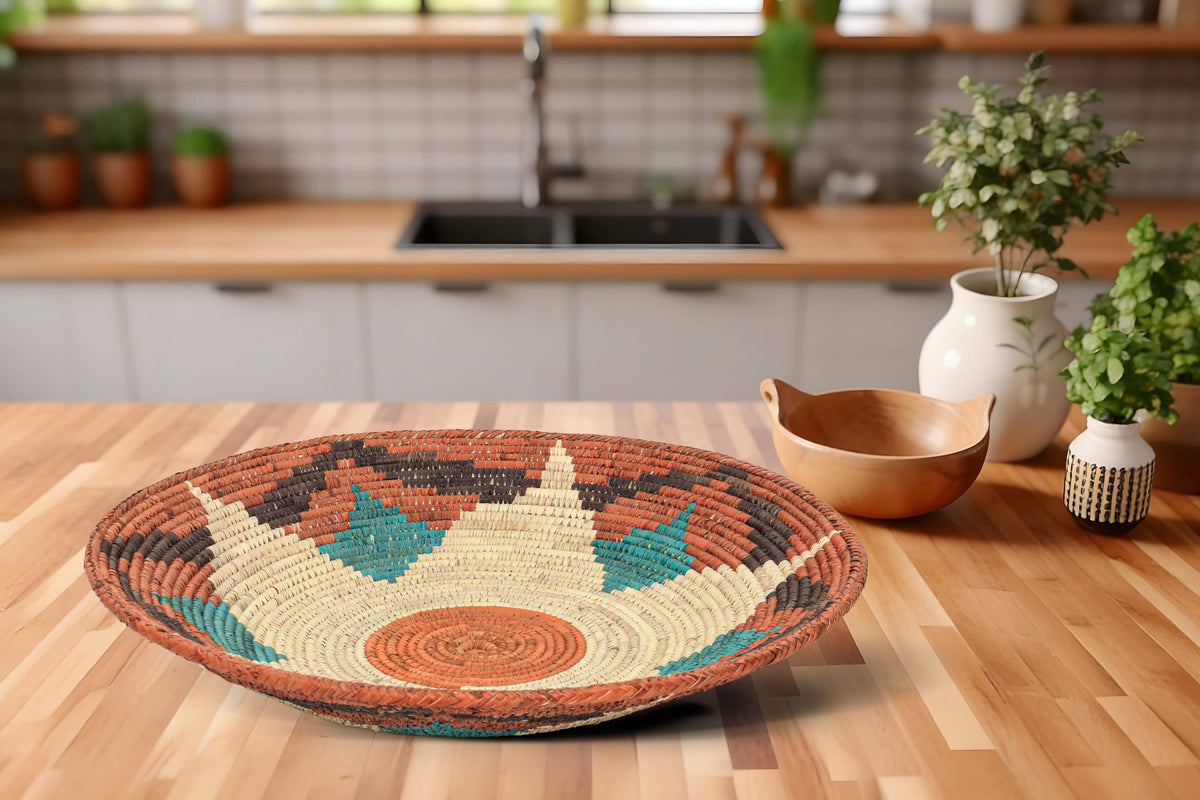 14" Handwoven Lotus Star Bowl for Wall Basket Decor