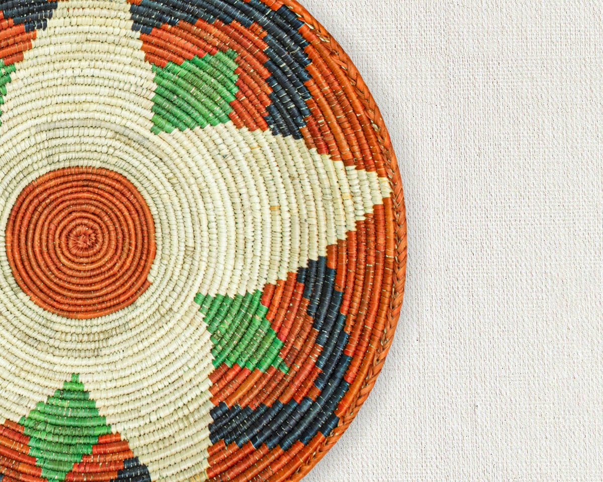14" Handwoven Orange Lotus Bowl for Wall Basket Decor