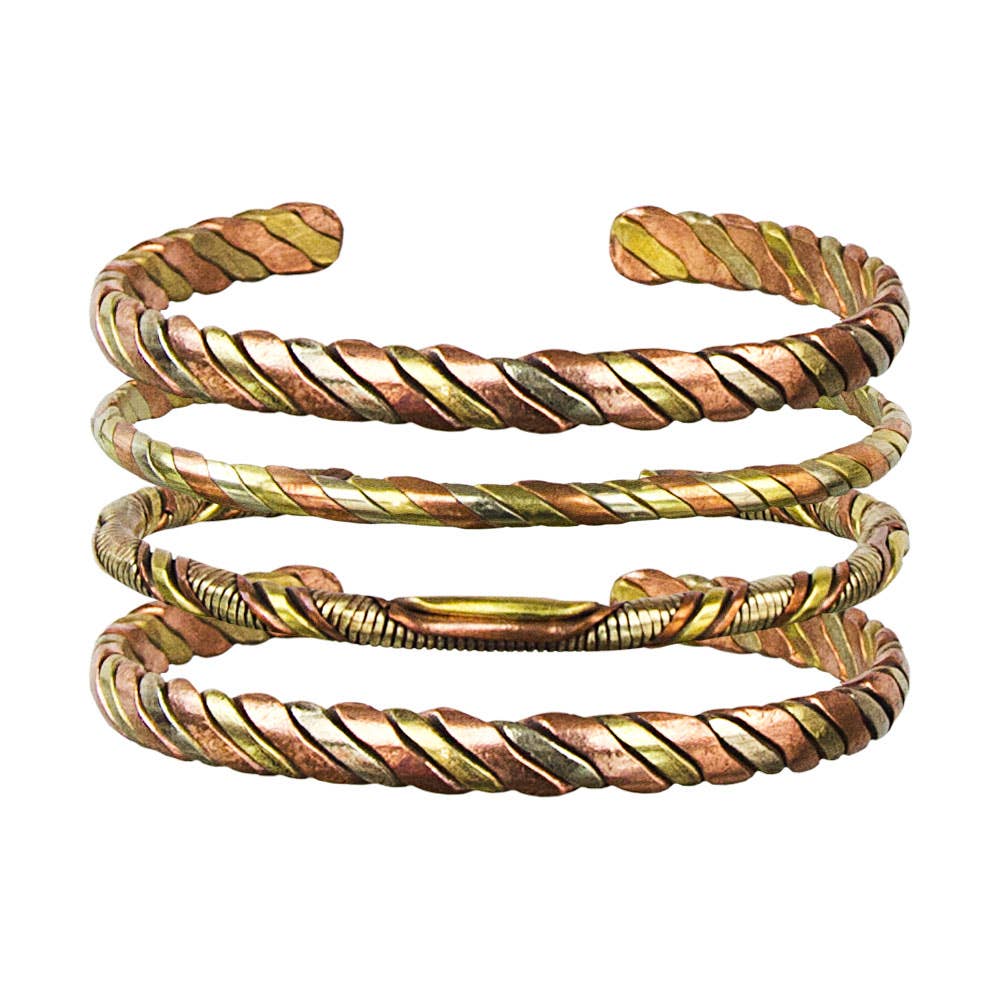 Adjustable Bracelet 3 Metal Twist Thin (Pack of 4)