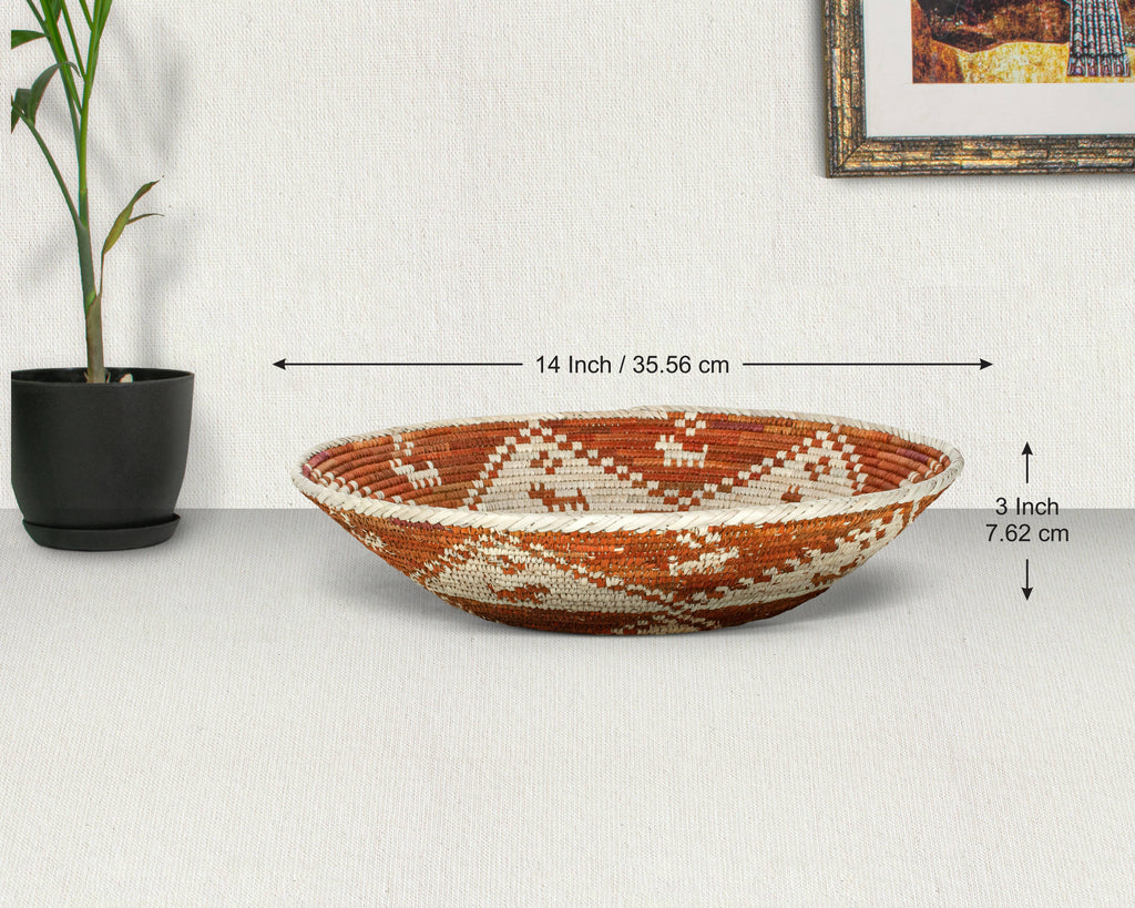 14" Handwoven Dogs Bowl for Wall Basket Decor