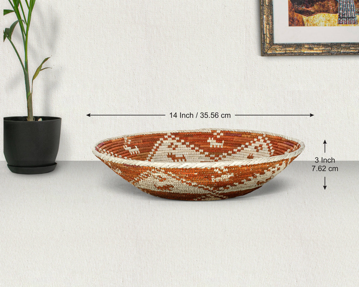 14" Handwoven Dogs Bowl for Wall Basket Decor