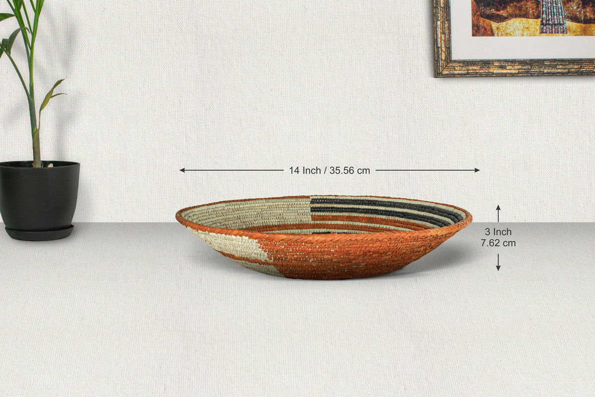 14" Handwoven Search Light Bowl for Wall Basket Decor