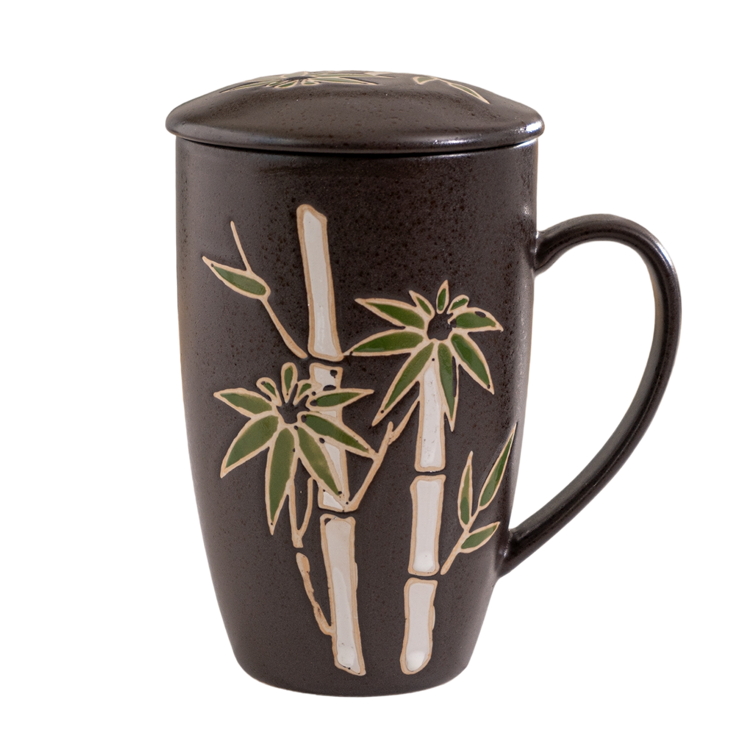 Bamboo Design 15oz Tea Mugs with Lid and Infuser