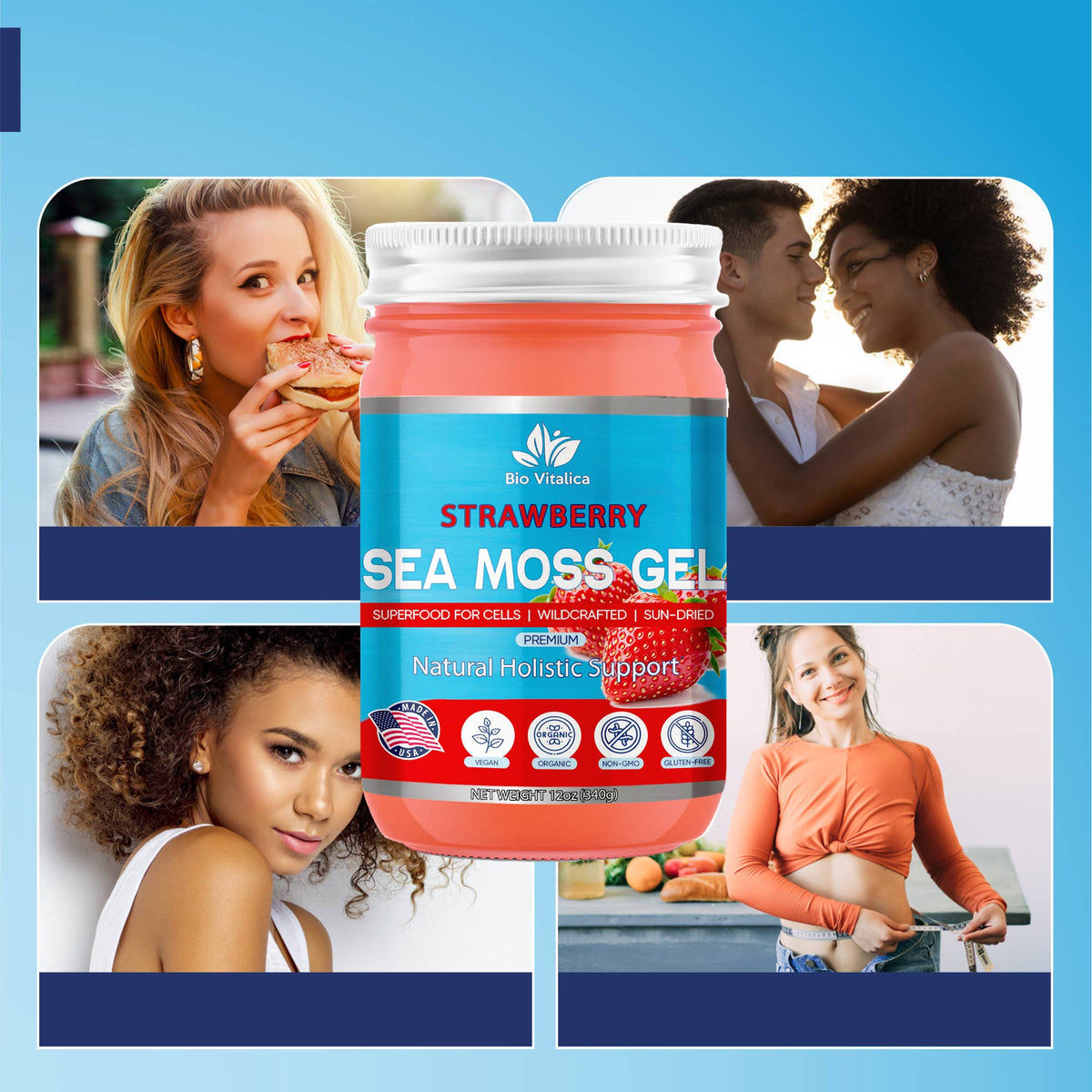 Sea Moss Gel Strawberry Flavor – Wildcrafted, Sun-Dried