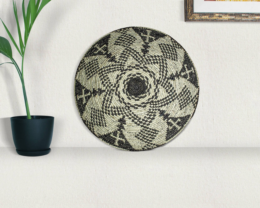 14" Handwoven Zulu Bowl for Wall Basket Decor