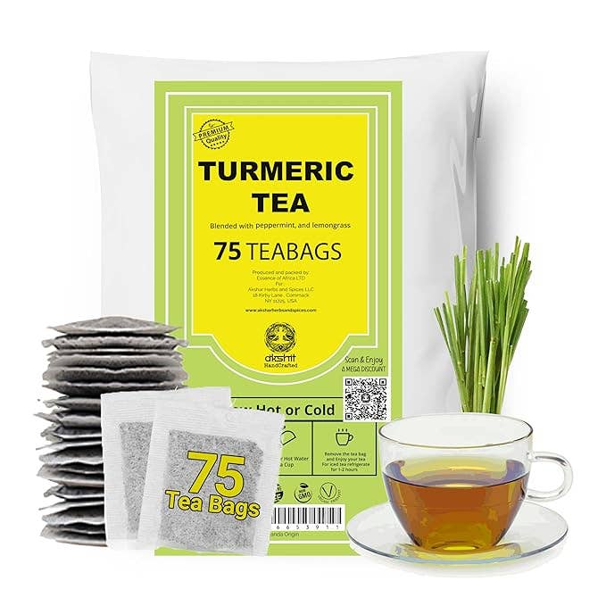 Turmeric Tea 75 Bags, Black Pepper Blend, Caffeine Free
