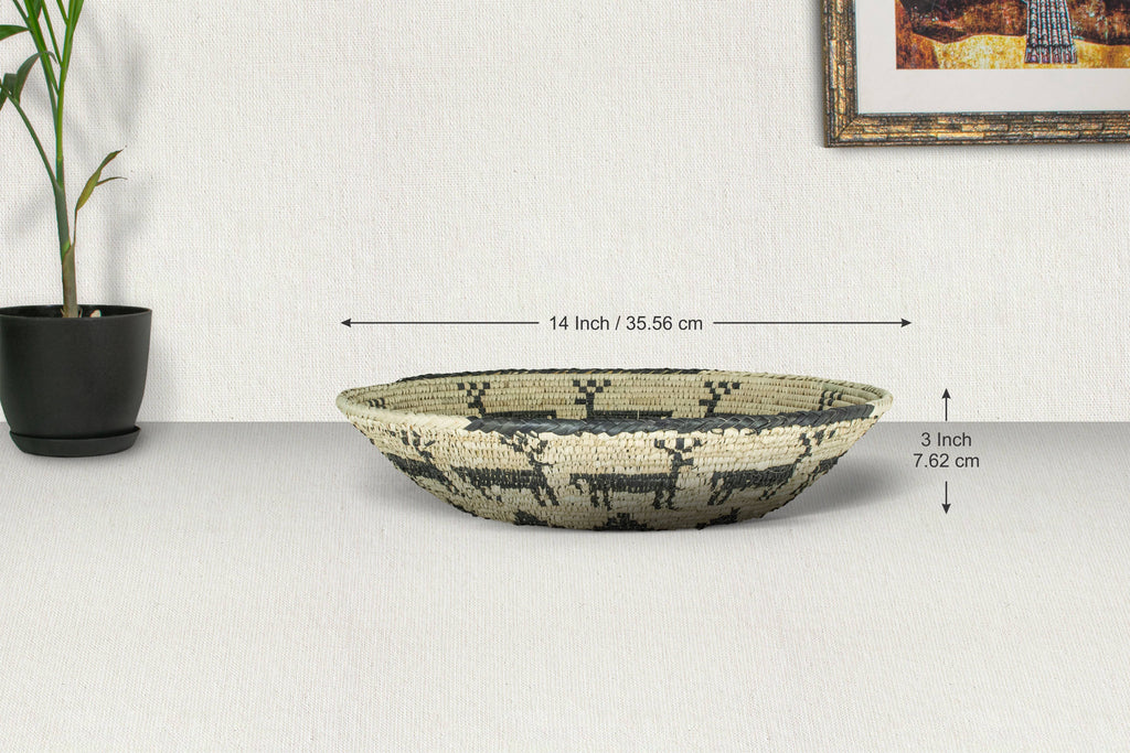 14" Handwoven Deers Bowl for Wall Basket Decor
