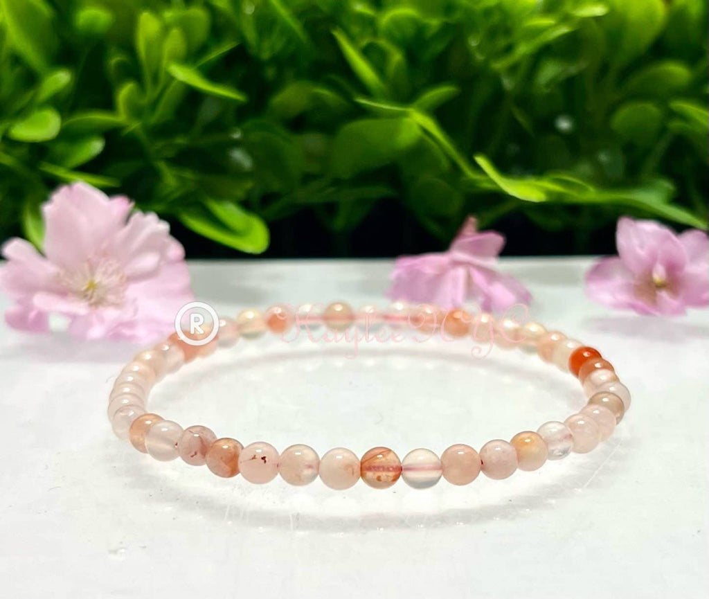 Natural Flower Agate 4mm Crystal Healing Stretch Bracelet