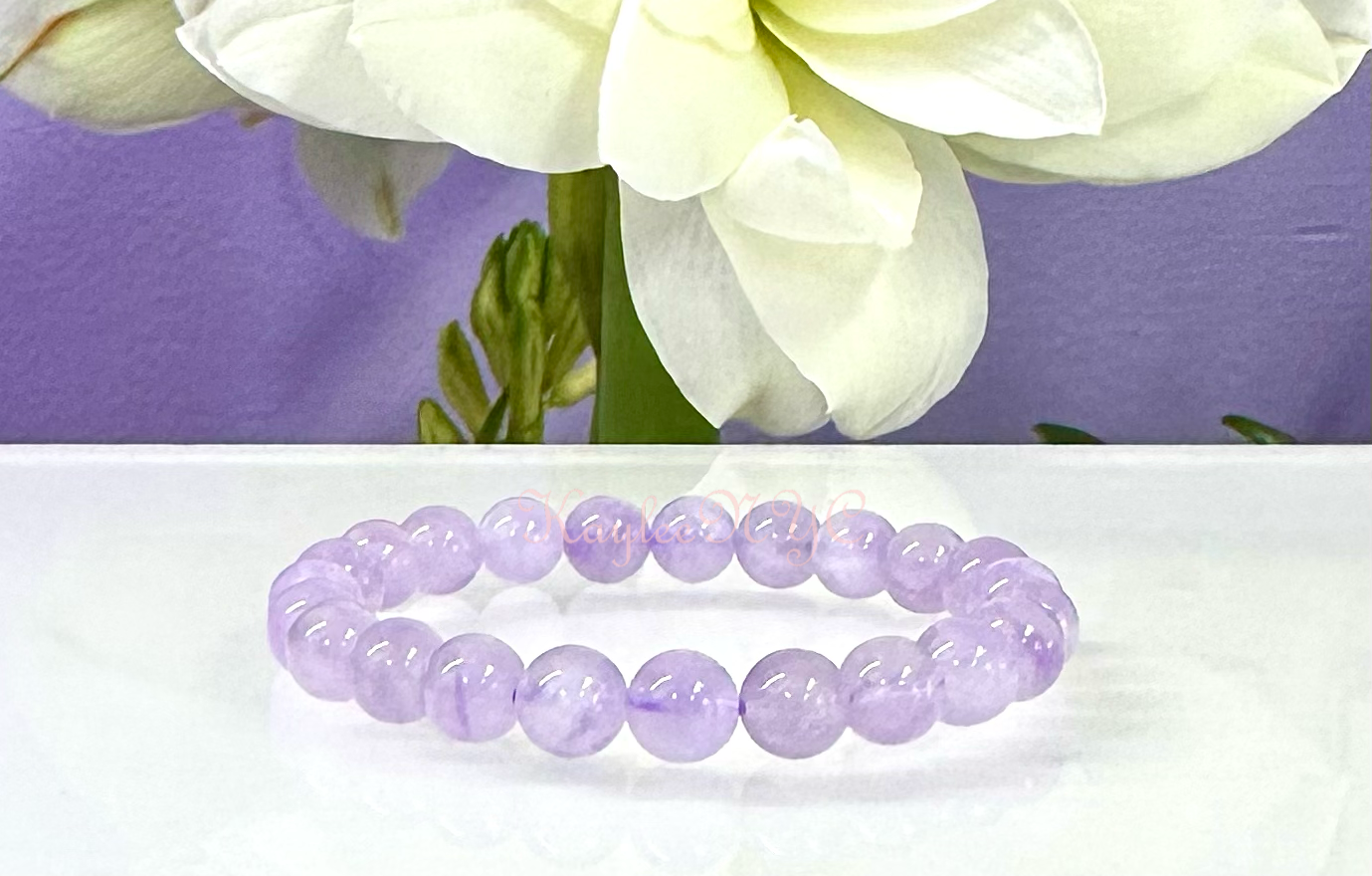 Natural Lavender Amethyst 8mm Crystal Stretch Bracelet 7.5"