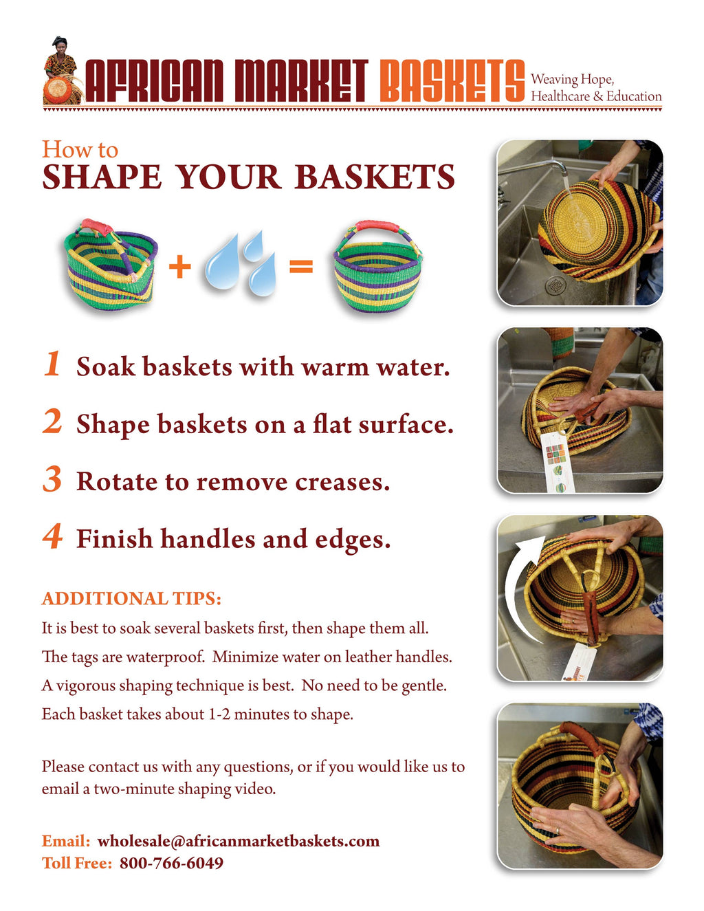 African Bolga Baskets : Set of 3 Rectangle Baskets (G-145)