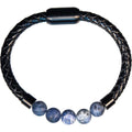 Vegan Leather Braided Bracelet w/ Magnetic Clasp - Sodalite