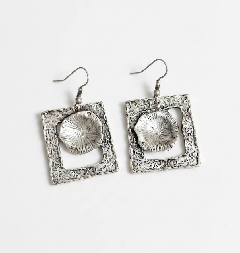 Antique Silver Plated Bohemian Style Earrings