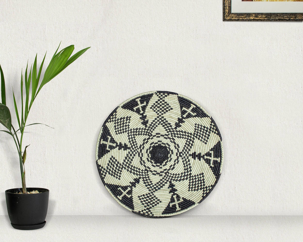 14" Handwoven Zulu Bowl for Wall Basket Decor