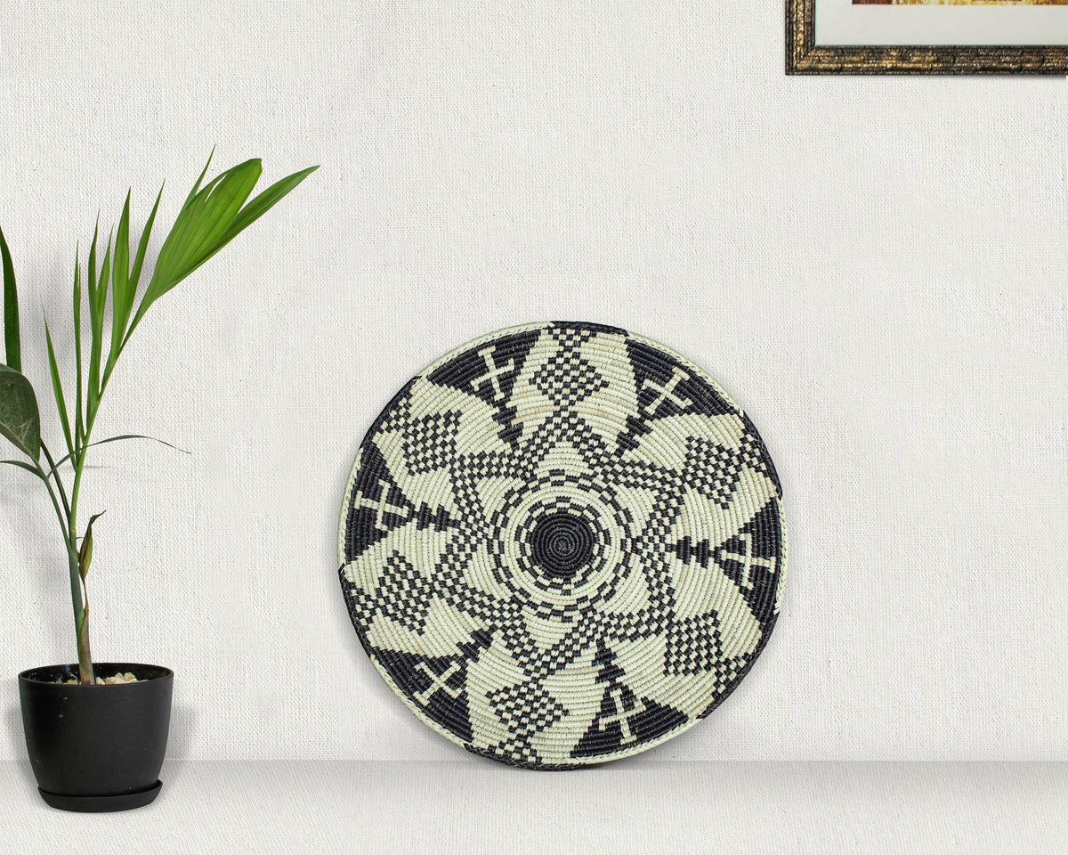 14" Handwoven Zulu Bowl for Wall Basket Decor