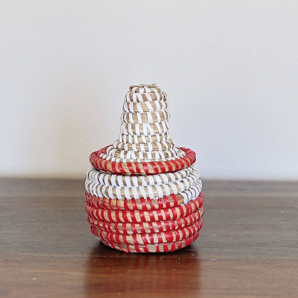 Mini Lidded Sweetgrass Basket, Assorted - Set of 6