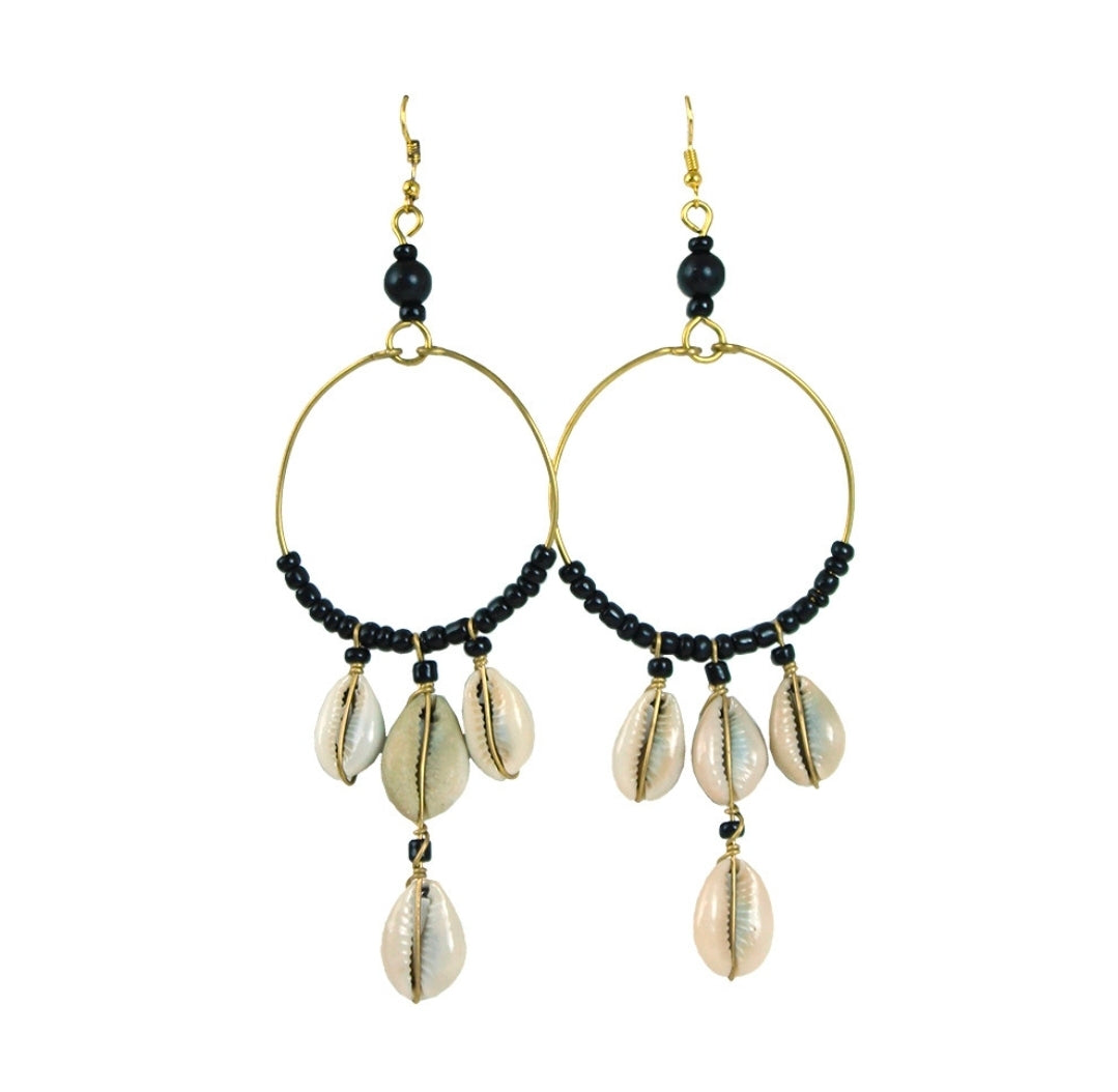 4-Cowrie Shell Hoop Earrings