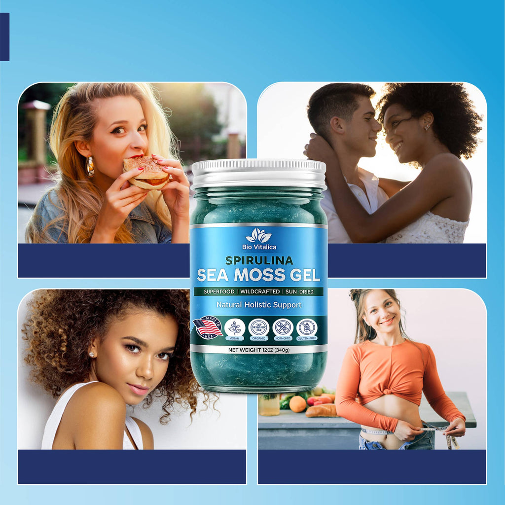 Sea Moss Gel Blue Spirulina Flavor – Wildcrafted, Sun-Dried