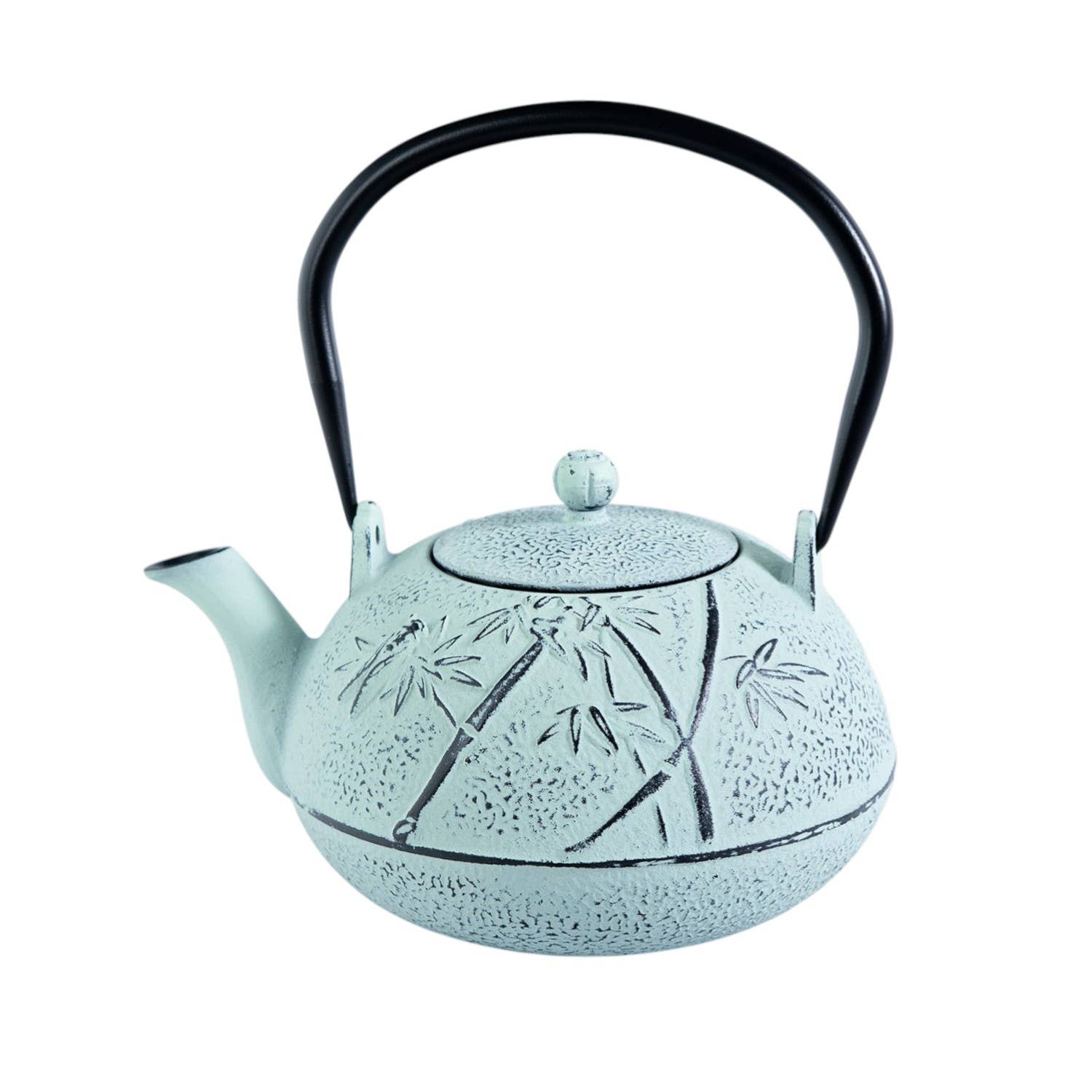 Mint Green Bamboo Design 40oz Cast Iron Tea Pot (1/8)