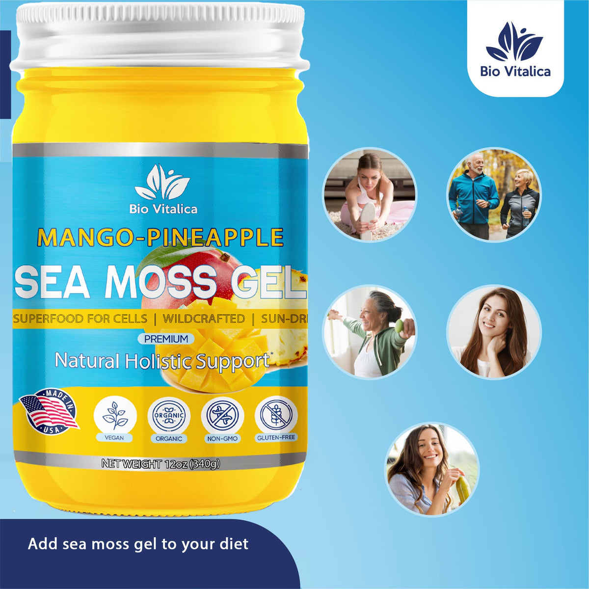 Sea Moss Gel by BioVItalica (Mango Pineapple)