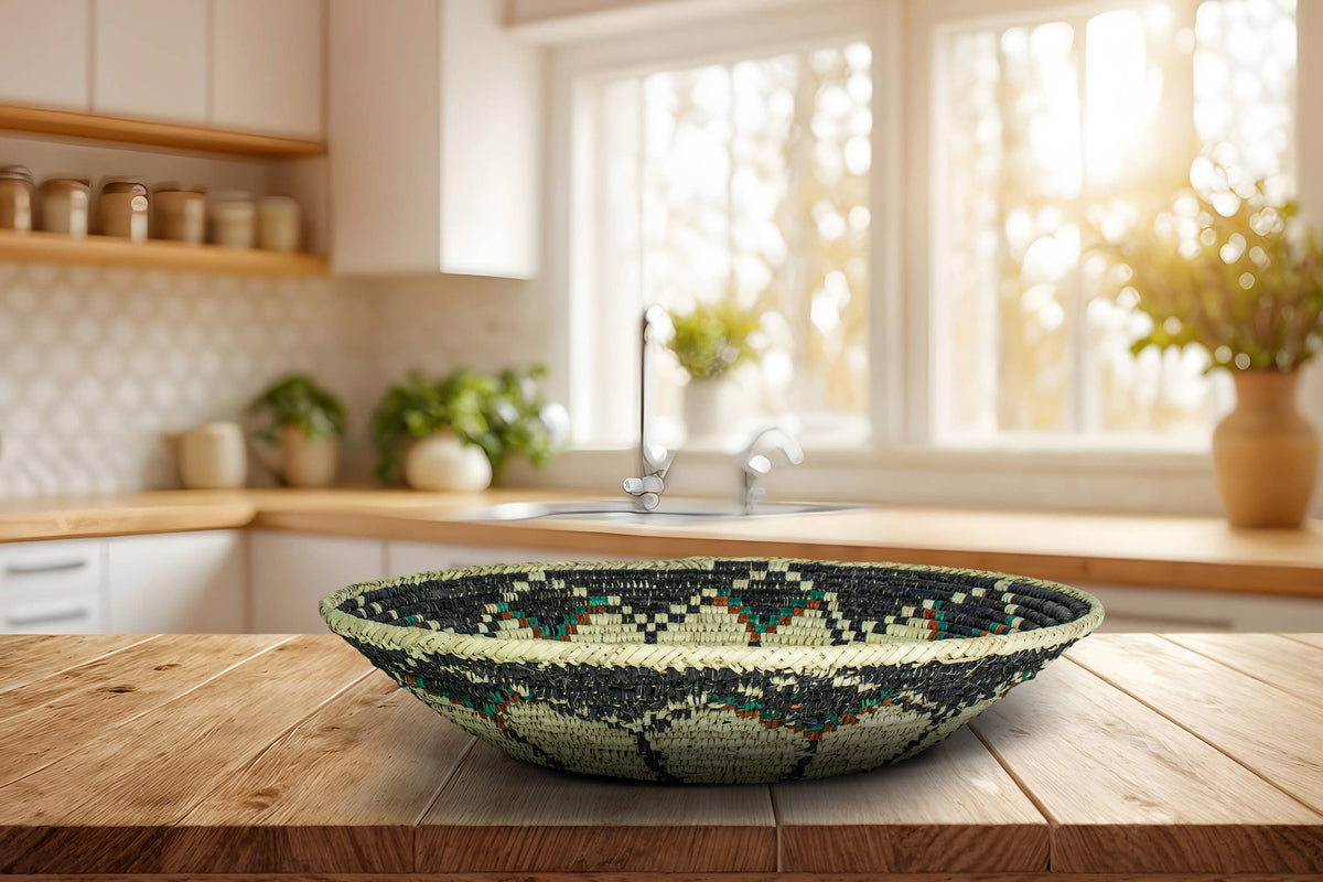 14" Handwoven Spin Wheel Bowl for Wall Basket Decor