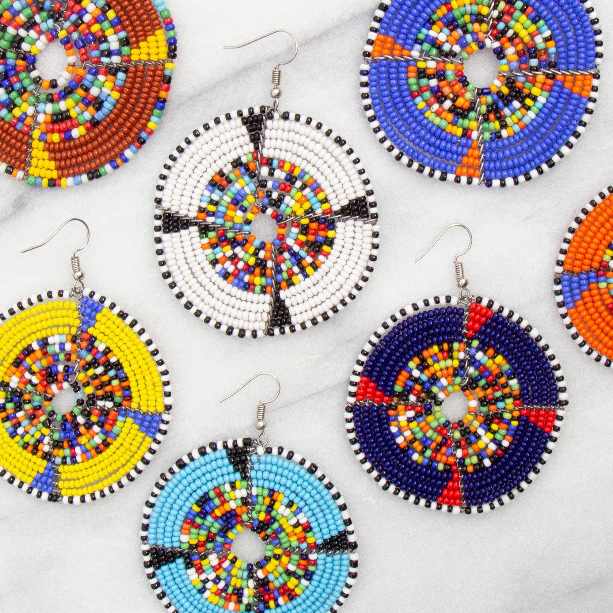 Maasai Bead Multicolor Circle Earrings