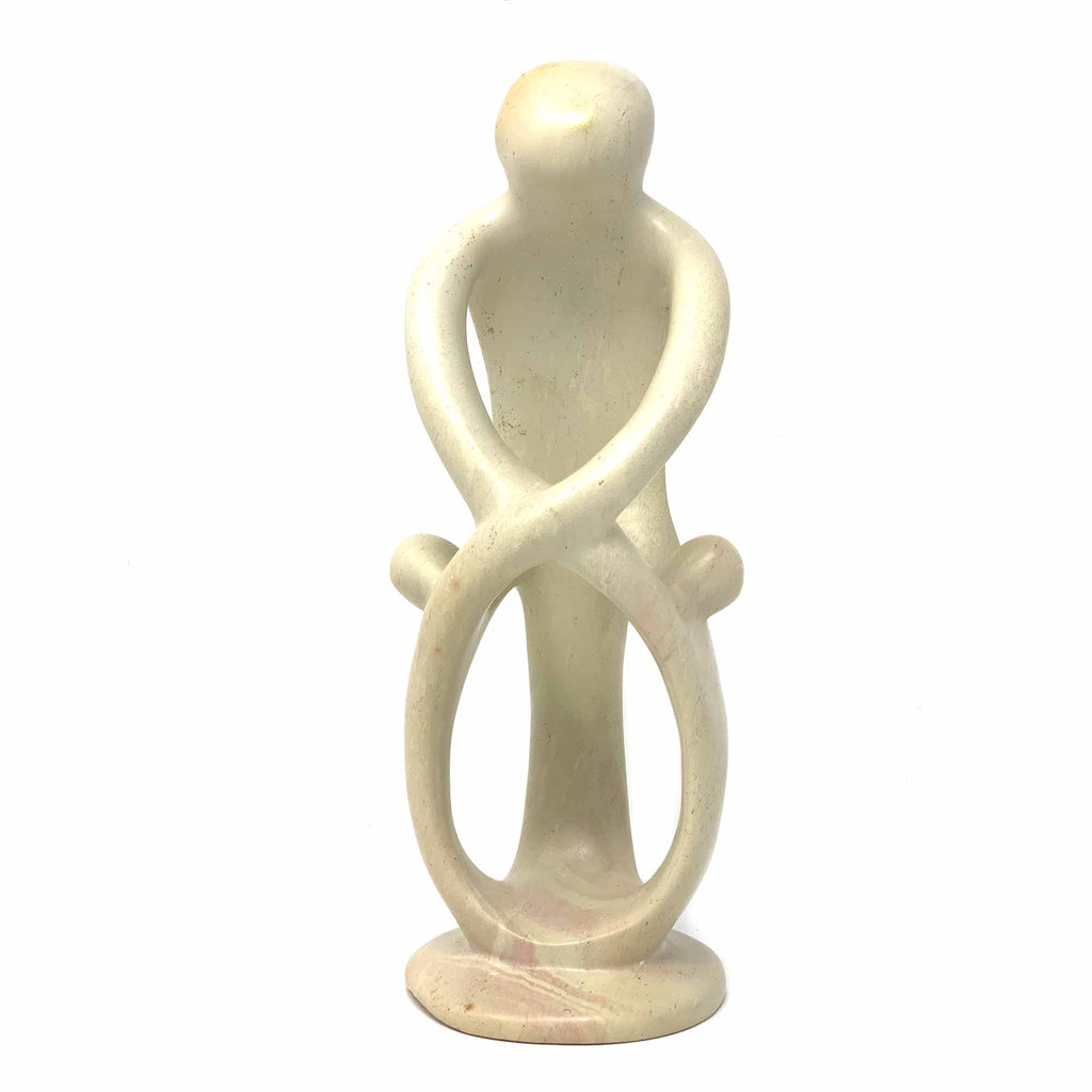 Single Soapstone Family Sculptures - 10-inch - Natural Stone