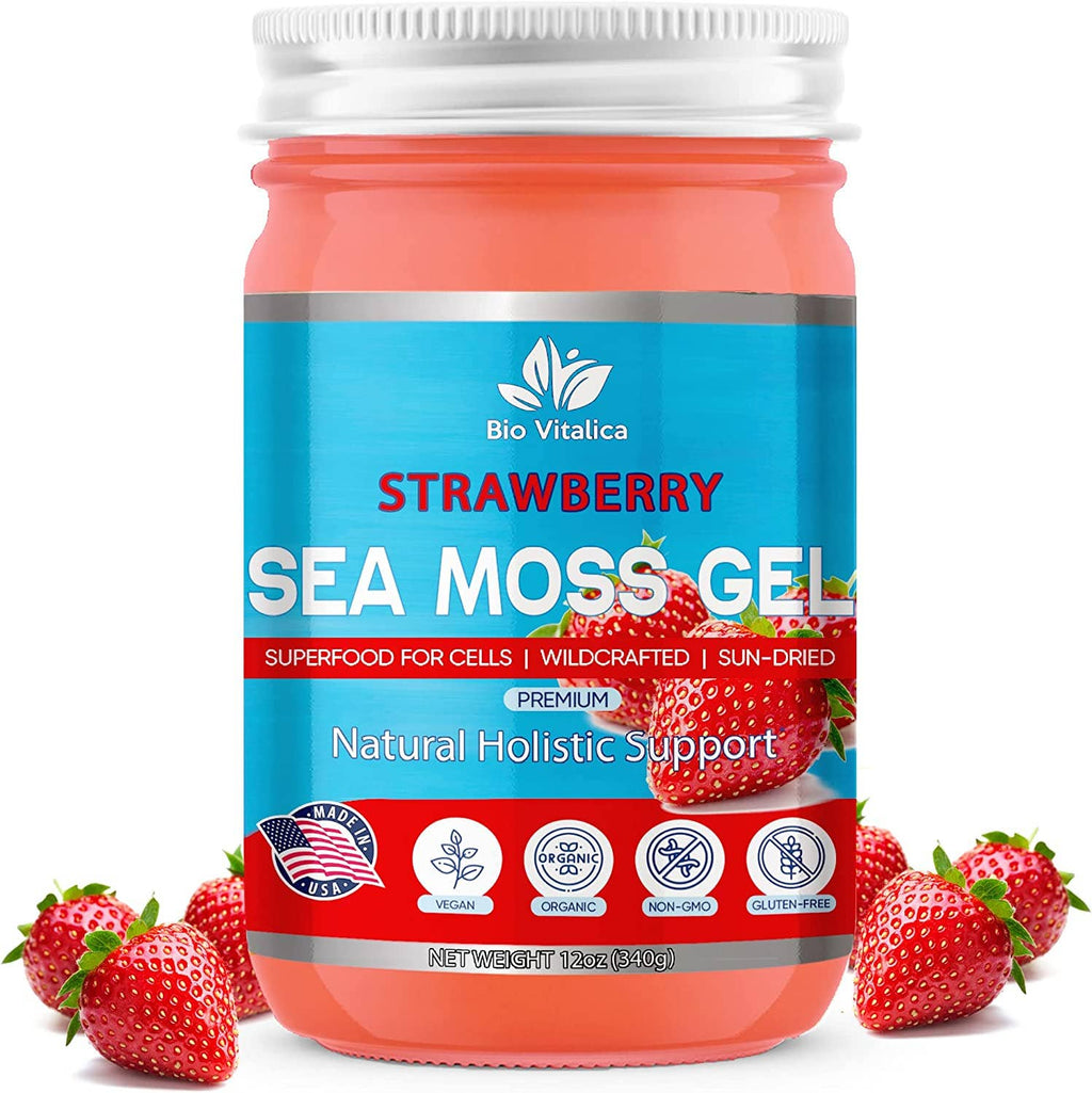Sea Moss Gel Strawberry Flavor – Wildcrafted, Sun-Dried