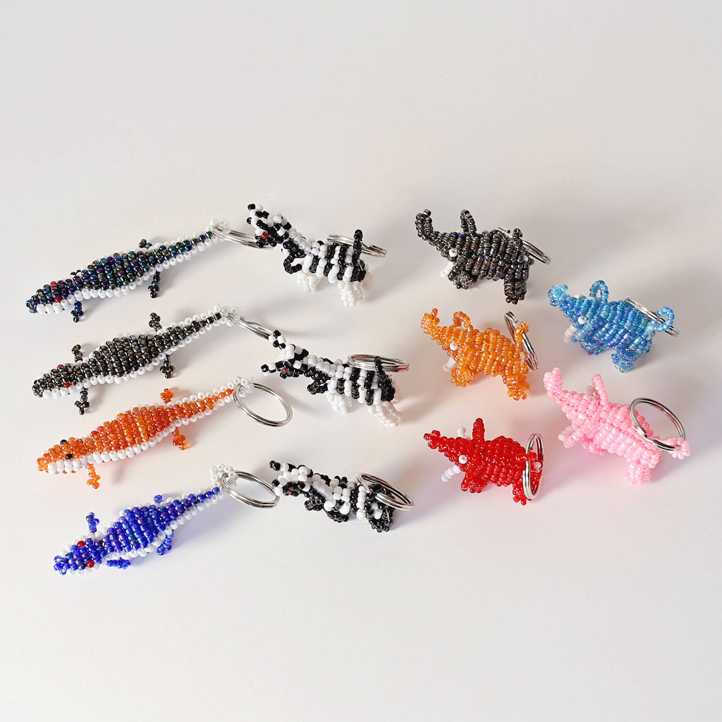 Safari Animal Beaded Keychain, Set of 12